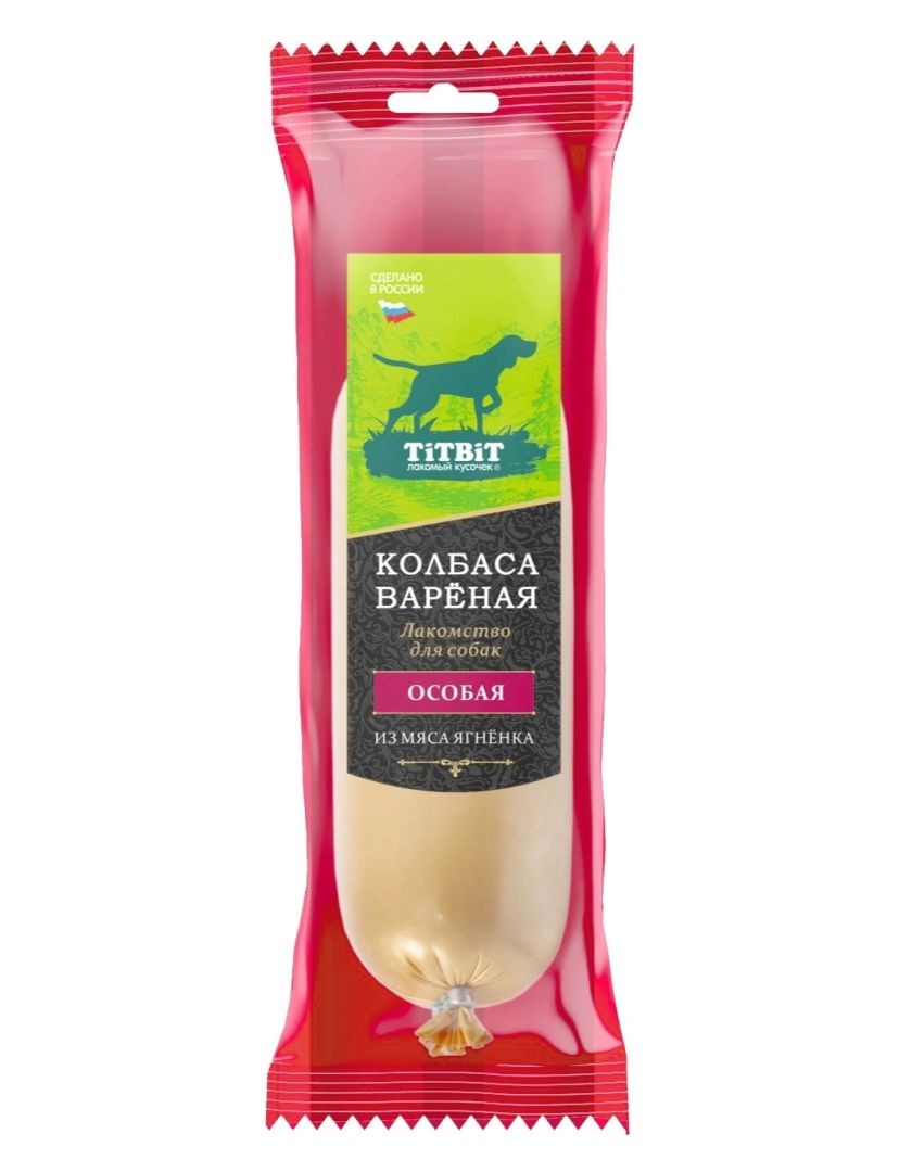 Лакомство для собак ТИТБИТ Колбаса вареная особая из мяса ягненка 150г