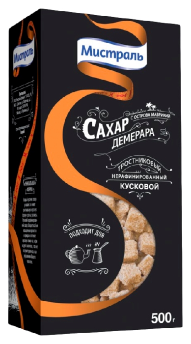 Сахар МИСТРАЛЬ кусковой коричневый карт/уп 500г