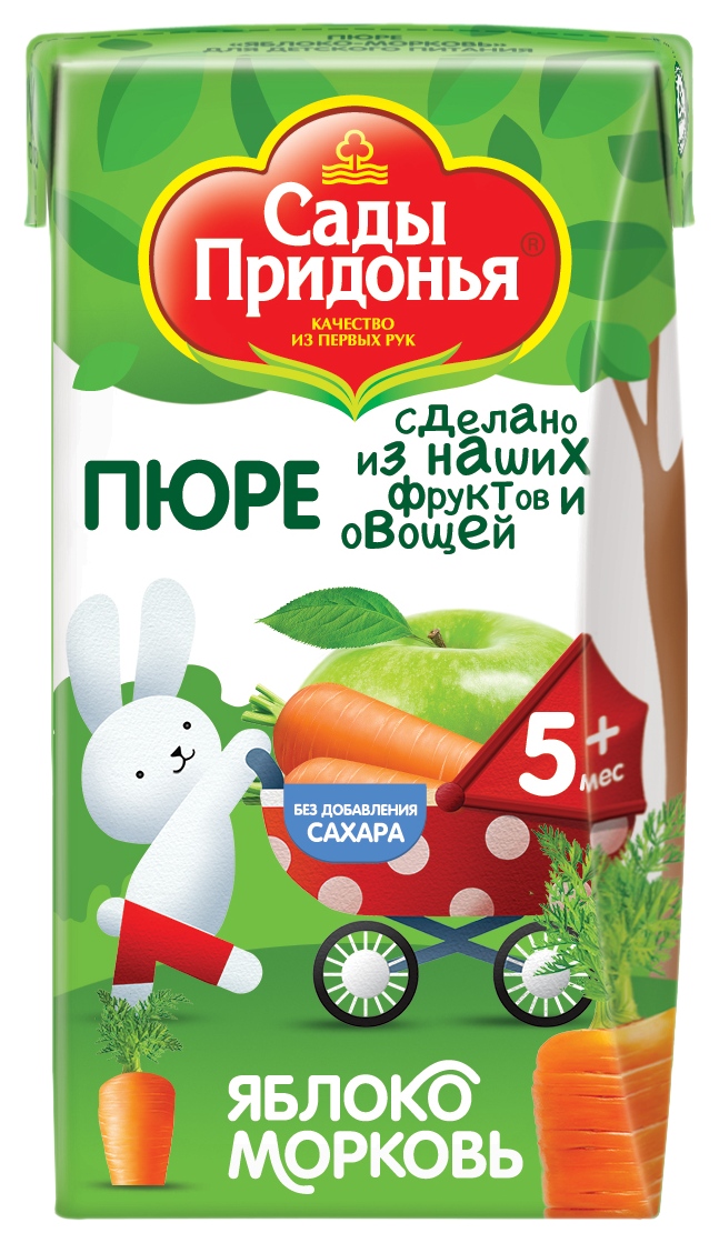 Пюре САДЫ ПРИДОНЬЯ яблоко морковь т/пак 125г