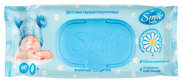 Влажные детские салфетки СМАЙЛ Беби Фитолиния 60шт