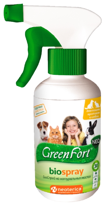 Биоспрей ГРИНФОРТ для кошек кроликов собак 200мл