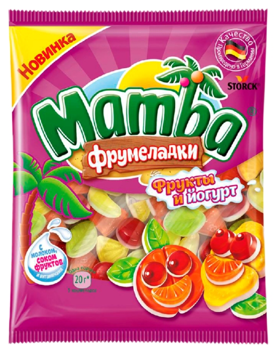 Жевательный мармелад МАМБА Фрумеладки Фрукты и йогурт 72г