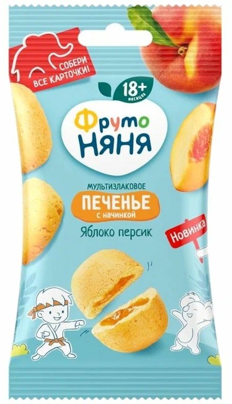 Печенье ФРУТОНЯНЯ мультизлаковое яблоко и персик 50г