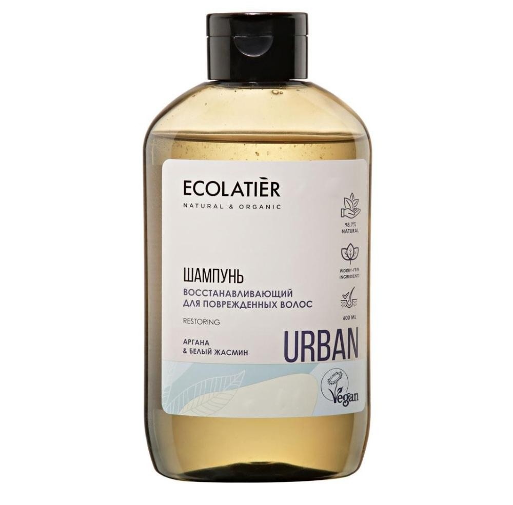 Шампунь ЭКОЛАТЬЕ Восстанавливающий аргана и белый жасмин 600мл