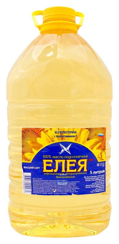 Масло подсолнечное ЕЛЕЯ рафинированное пэт 5л