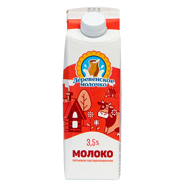 Молоко ДЕРЕВЕНСКОЕ МОЛОЧКО пастер бзмж 3.5% пюр/пак 500г