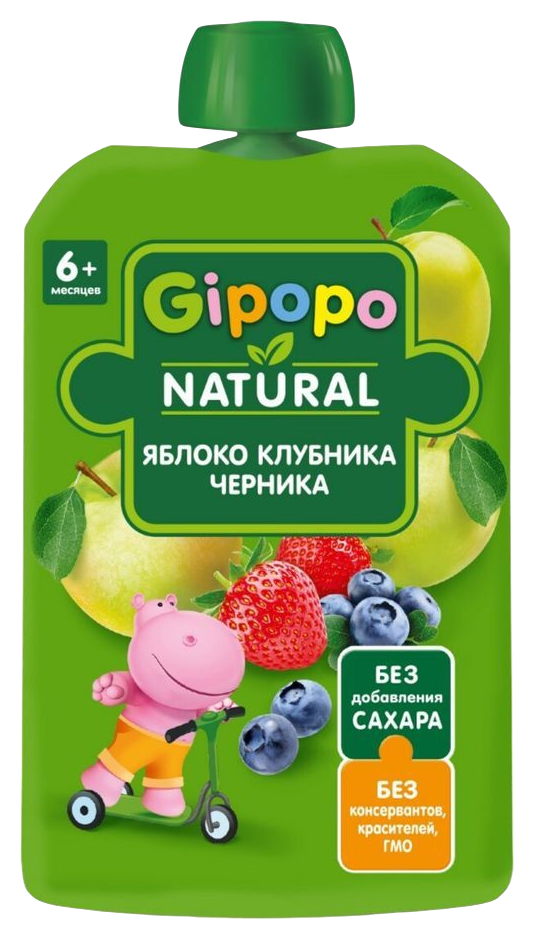 Пюре ГИПОПО яблоко клубника черника м/у 90г