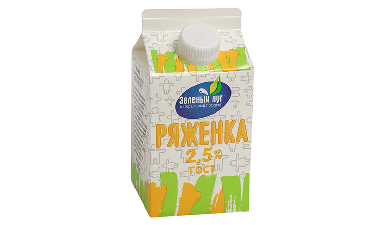 Ряженка ЗЕЛЕНЫЙ ЛУГ бзмж 2.5% т/пак 450г