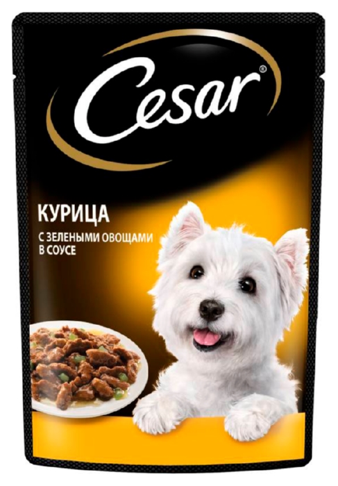 Корм для собак ЦЕЗАРЬ курица с зелеными овощами в соусе 85г