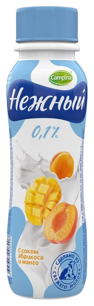 Йогуртный напиток КАМПИНА Нежный с соком абрикоса и манго бзмж 0.1% 285г