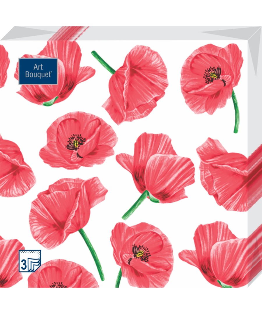 Салфетки АРТ БУКЕТ Декоративные маки 33*33см 3сл 20шт