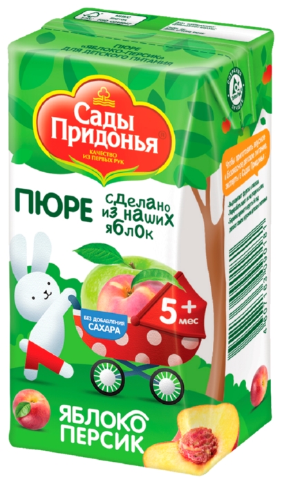 Пюре САДЫ ПРИДОНЬЯ яблоко персик т/пак 125г