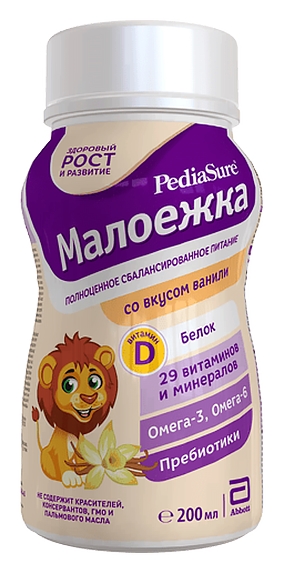 Напиток ПЕДИАШУР Малоежка со вкусом ванили пэт 200мл