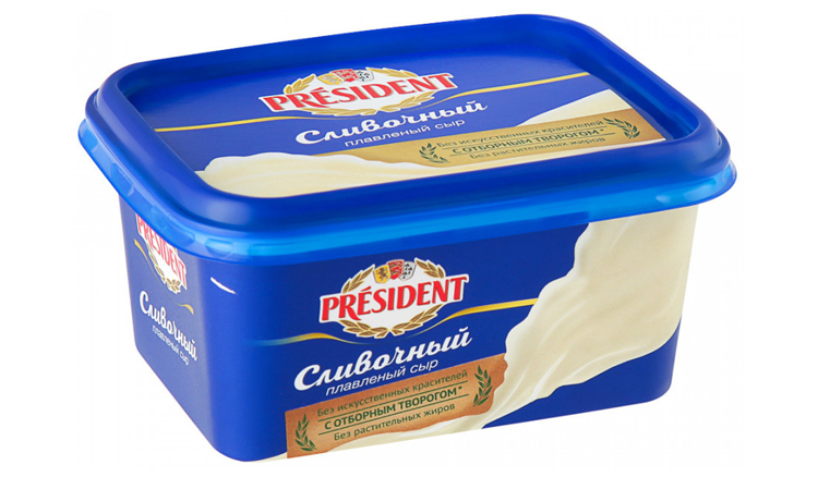 Сыр плавленый ПРЕЗИДЕНТ сливочный бзмж 45% 400г