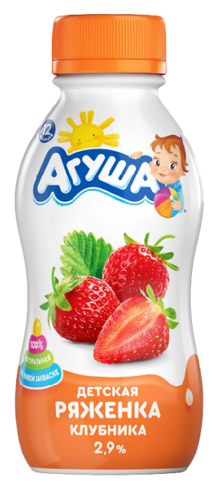 Ряженка АГУША клубника бзмж 2.9% 180г