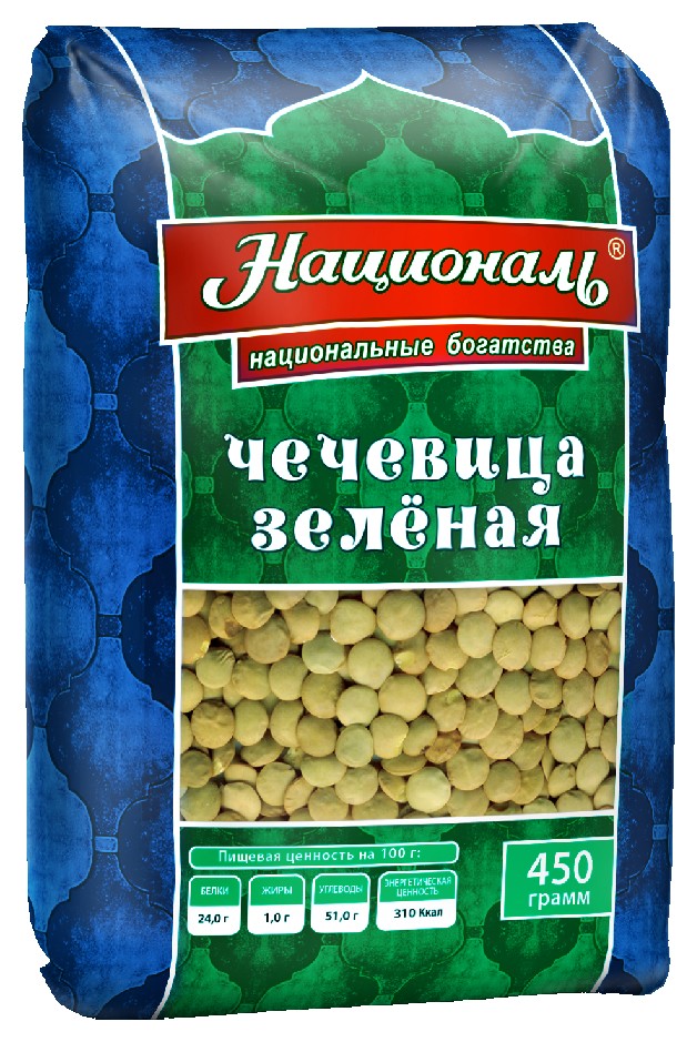 Чечевица НАЦИОНАЛЬ зеленая м/у 450г