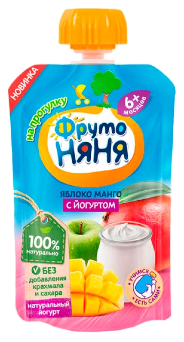 Пюре ФРУТОНЯНЯ яблоко манго с йогуртом бзмж м/у 90г