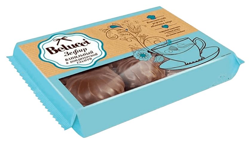 Зефир БЕЛУЧЧИ ванильный в шоколадной глазури 380г