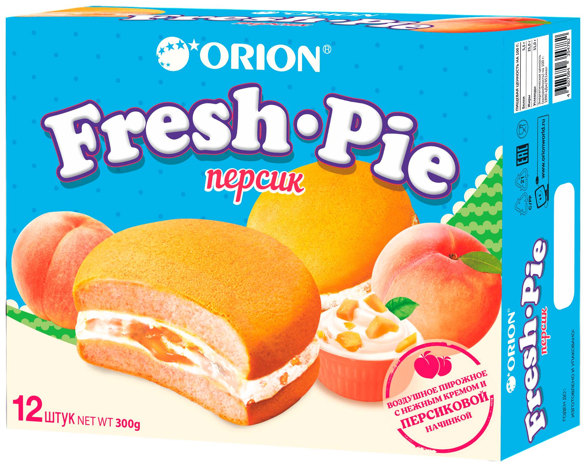 Печенье ОРИОН Фреш-Пай персик 12шт 300г