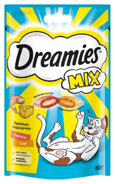 Лакомство для кошек ДРИМЕС Микс с лососем и сыром 60г