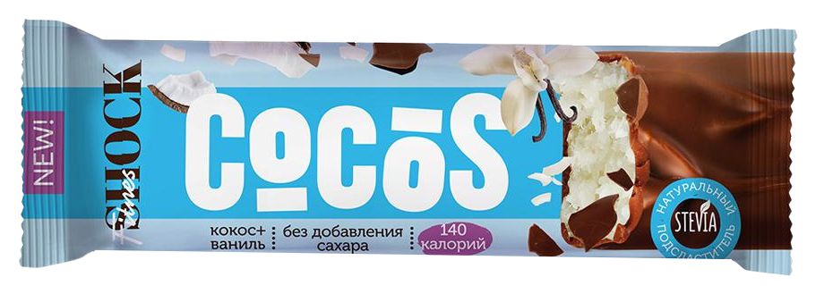 Батончик ФИТНЕС ШОК Шейкер ваниль кокос 35г
