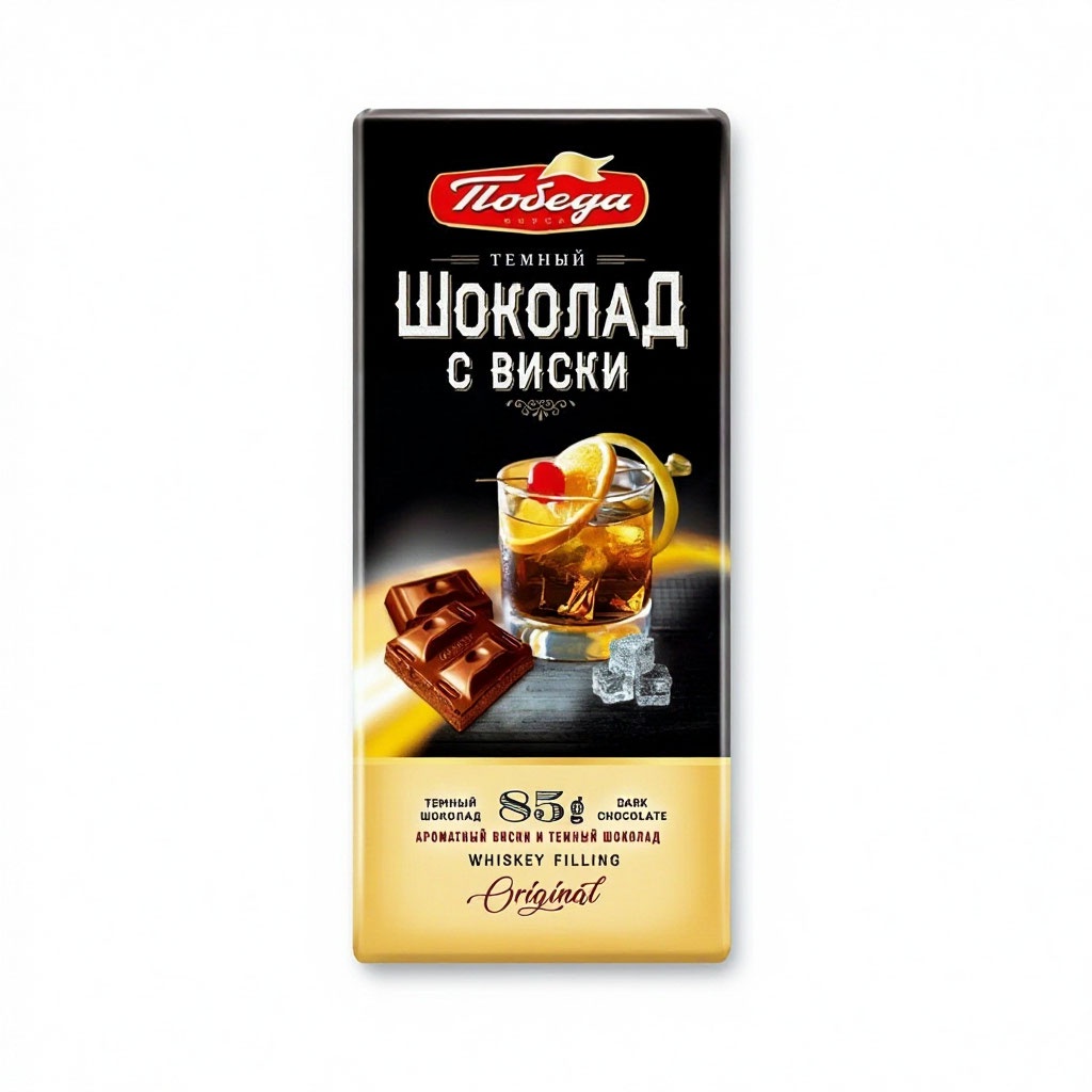 Шоколад ПОБЕДА темный с начинкой виски 85г