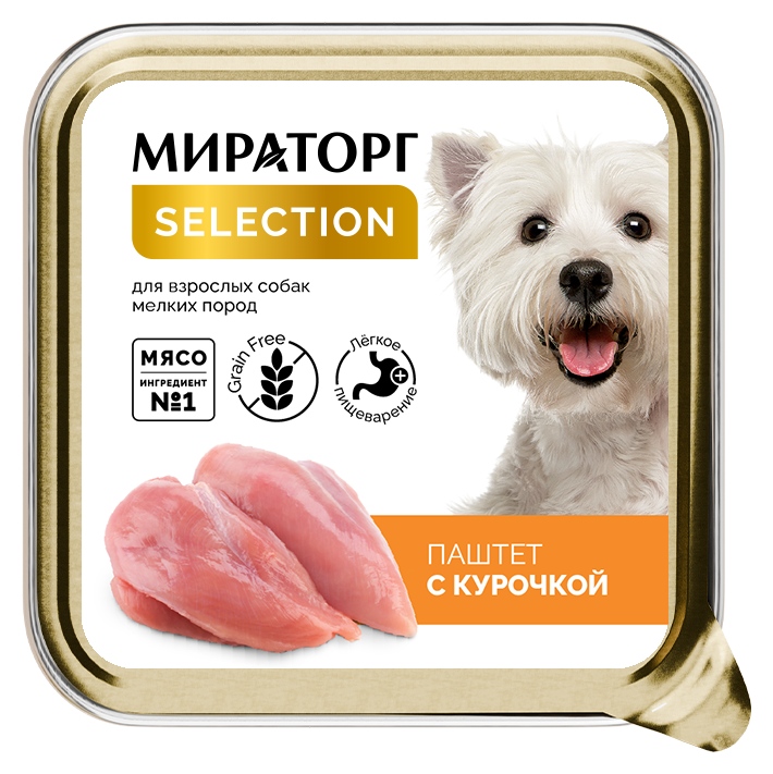 Корм для собак МИРАТОРГ Паштет с курочкой для мелких пород л/у 100г