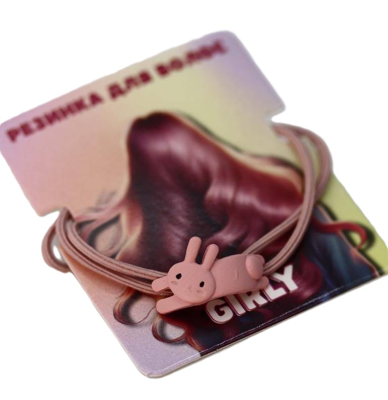 Резинка для волос ГЕРЛИ Лонг банни розовая арт.121P-045-01