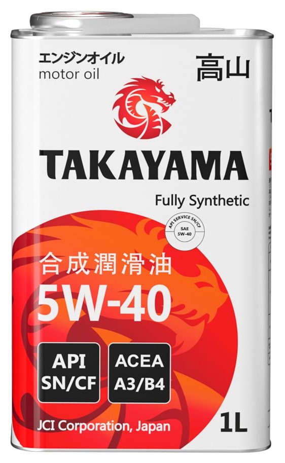 Масло ТАКАЙАМА Адаптек SAE 5W-40 API A3/B4 SN/CF синтетика ж/б 1л