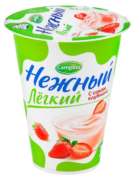 Йогурт КАМПИНА Нежный с соком клубники бзмж 320г