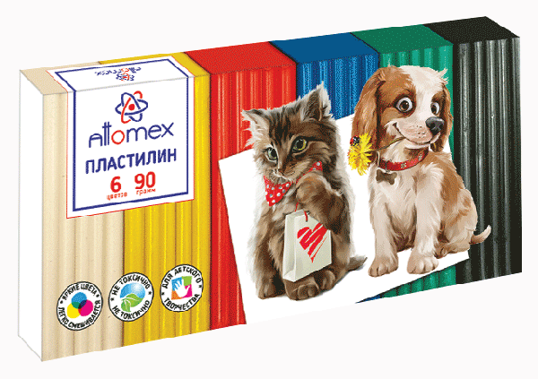 Пластилин АТТОМИКС Классический 6цв