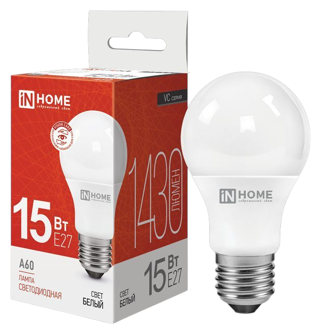 Лампа светодиодная ИН ХОУМ A60 15Вт 4000К 1430Лм Е27