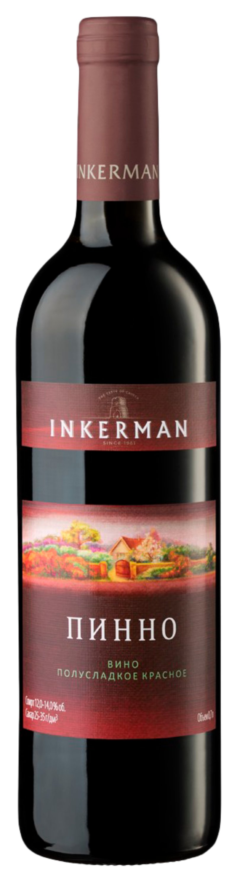 Вино ИНКЕРМАН Пинно красное п/сл 11-13% ст/б 0.7л