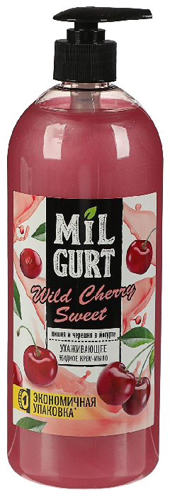 Жидкое крем-мыло МИЛГУРТ вишня и черешня в йогурте 860г