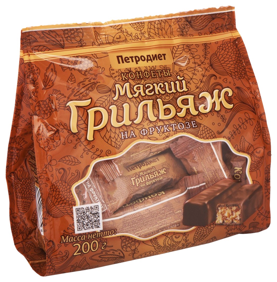 Конфеты ПЕТРОДИЕТ грильяжные на фруктозе 200г