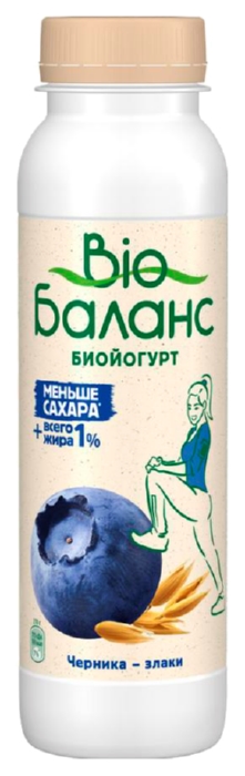 Биойогурт БИО-БАЛАНС черника злаки бзмж 1% 270г