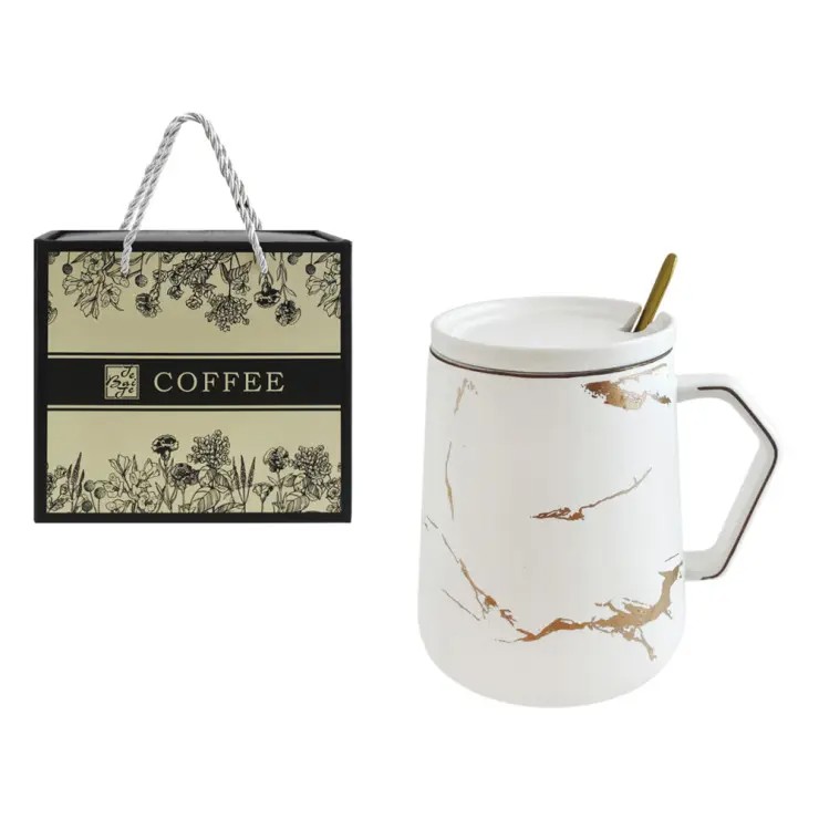 Кружка НАТАМ Ориджинал 450мл с ложкой и крышкой белая ПУ арт.CFSMWG-3