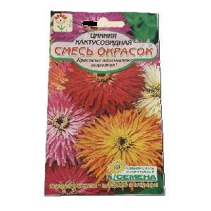 Семена ССС Цинния Кактусовидная смесь окрасок 3г