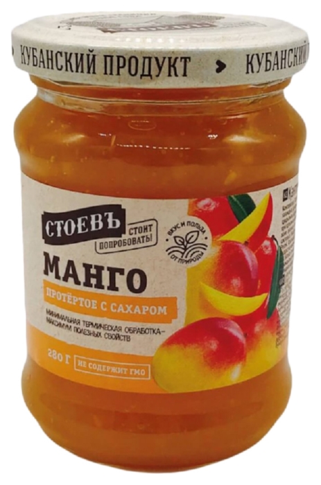 Манго СТОЕВЪ протертое с сахаром ст/б 280г