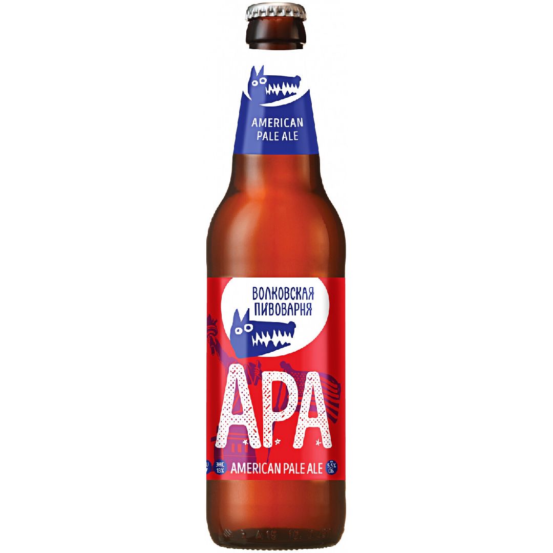 Пиво ВОЛКОВСКАЯ ПИВОВАРНЯ Апа светлое нефильтрованное 5.5% ст/б 0.45л