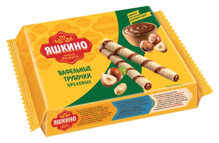 Вафельные трубочки ЯШКИНО ореховые 190г