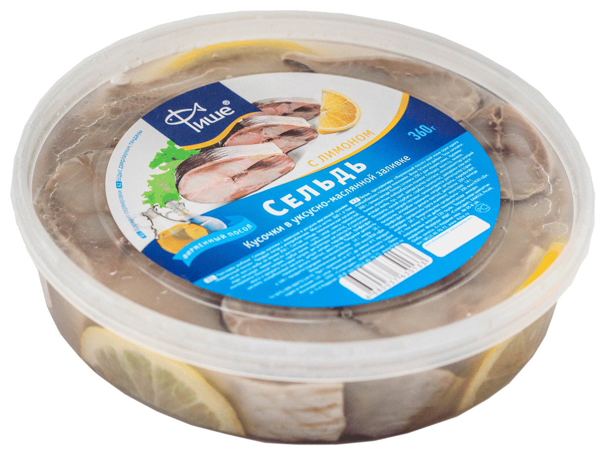 Сельдь ФИШЕ кусочки фирменный посол с лимоном 360г