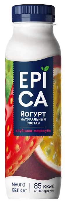 Йогурт ЭПИКА клубника маракуйя бзмж 2.5% 260г