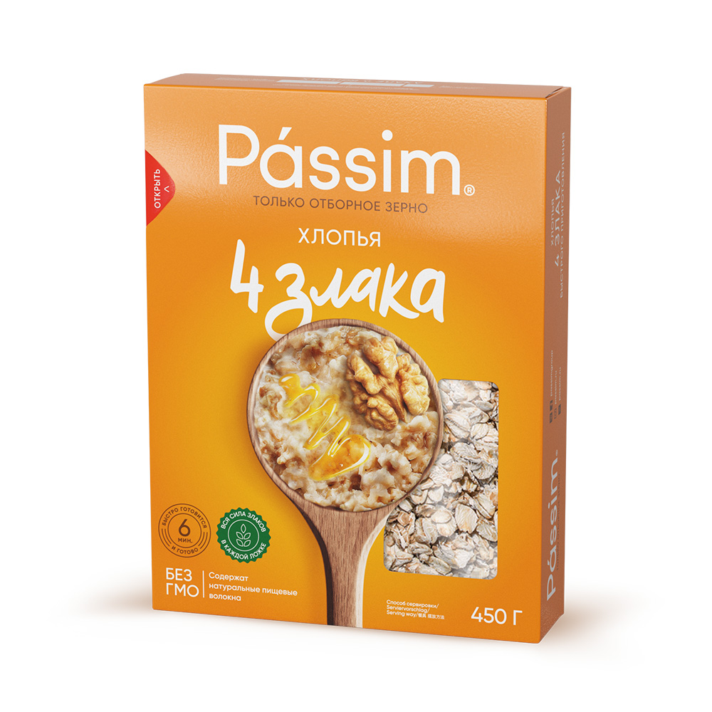 Хлопья ПАССИМ 4 злака карт/уп 450г