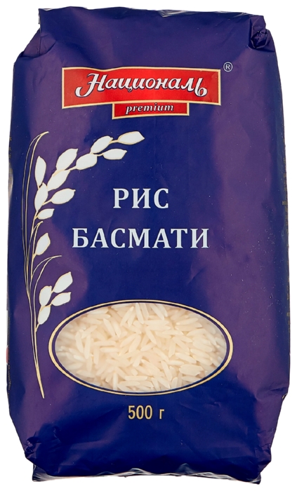 Рис НАЦИОНАЛЬ Басмати длиннозерный премиум м/у 500г