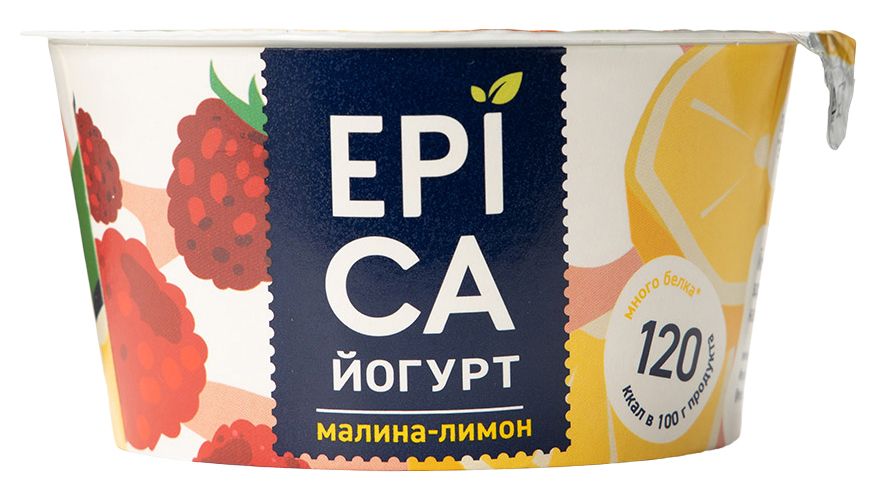 Йогурт ЭПИКА малина лимон бзмж 4.8% 130г