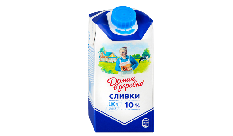 Сливки ДОМИК В ДЕРЕВНЕ стерилизованные бзмж 10% 480г