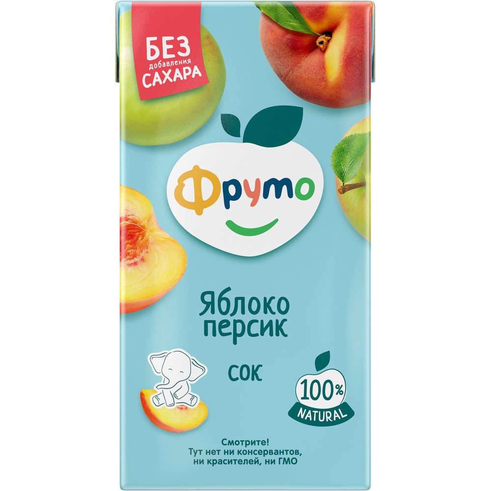 Сок ФРУТОНЯНЯ яблоко персик без сахара 0.5л