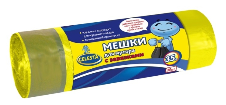 Мешки для мусора СЕЛЕСТА с завязками 35л 30шт