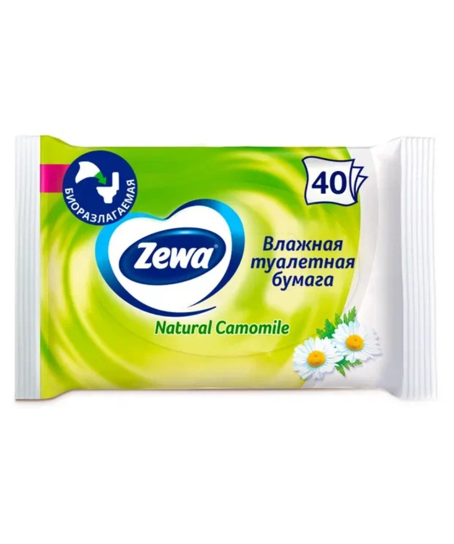 Влажная туалетная бумага ЗЕВА Ромашка 40шт